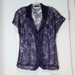 Victoria’s Secret 90s Vintage Gold Label Lace Blouse Satin Collar NWT M